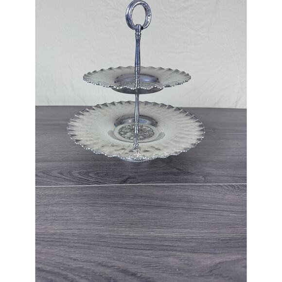 Cromwell Hand Wrought Aluminum 2 tier Server - Picture 3 of 8